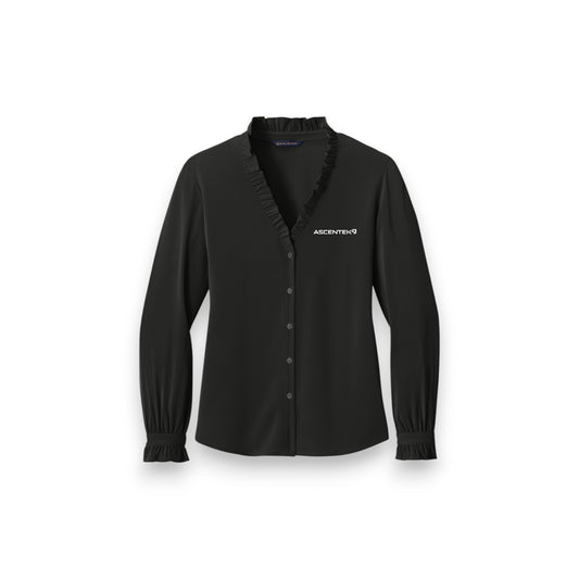 Brooks Brothers Women's Long Sleeve Ruffle Collar Blouse